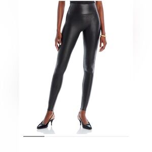 Spanx XL L Black High-Waisted faux leather Leggings skinny, tight & stretchy.